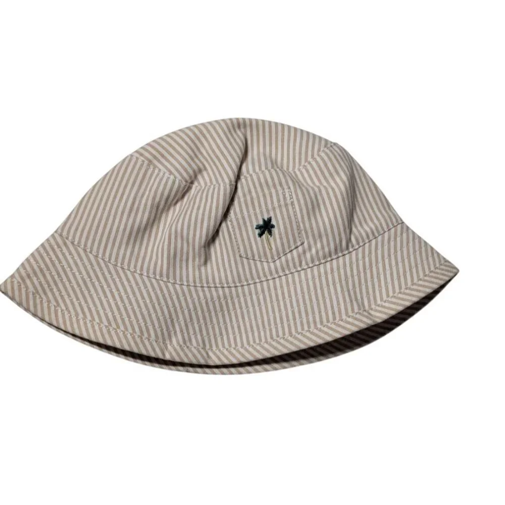 Janie & Jack Baby Sun Hat Bucket Palm Tree Striped 0-3 Months 100% Cotton